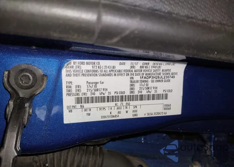 2018 Ford Focus Sel z USA, uszkodzony, nr VIN 1FADP3H28JL230749